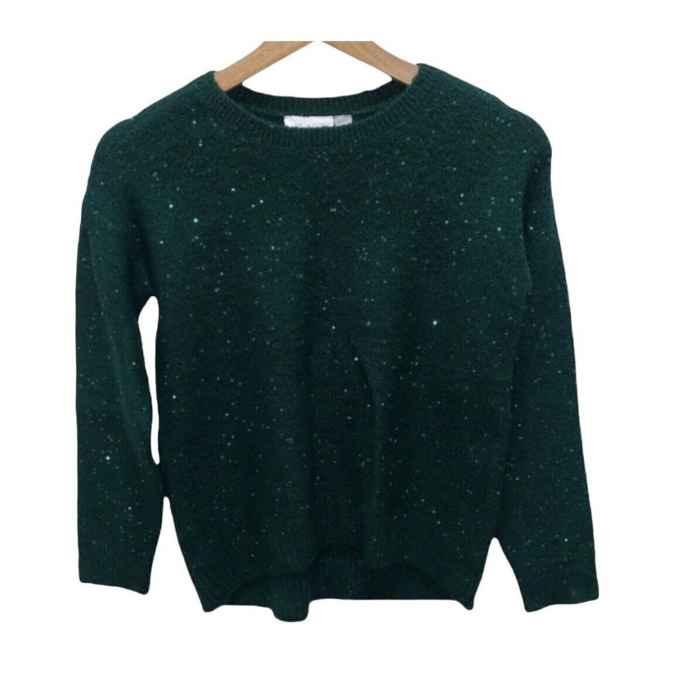 Childrens Place Girls Sequin Sweater Green Spruce sz XS NEW $32